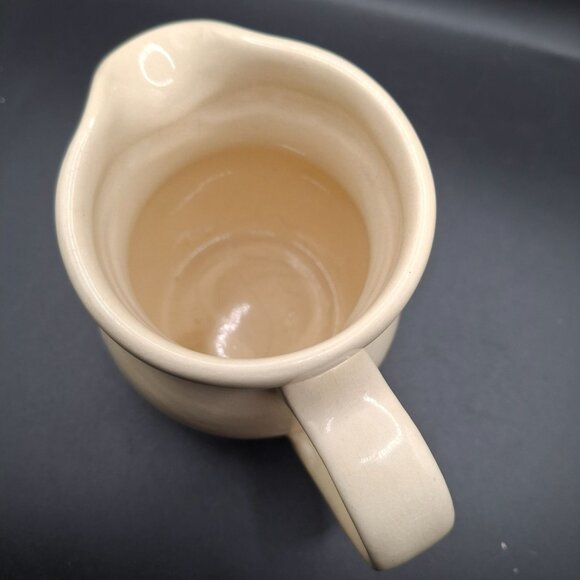 Vintage Stoneware Creamer Pitcher With Blue Stripe By Vernon Corp. Taiwan - Picture 5 of 7